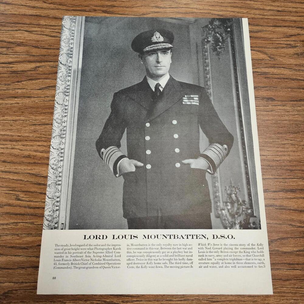 WWII Lord Louis Mountbatten Portrait • Supreme Allied Commander SE Asia • Britis